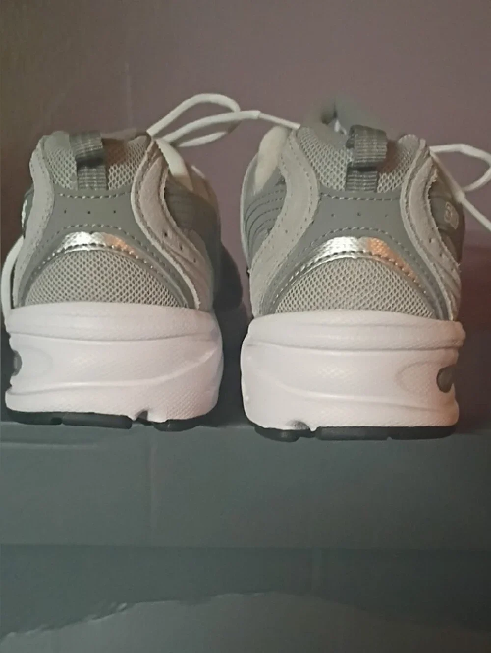 New Balance Gray and White Retro Running Sneakers